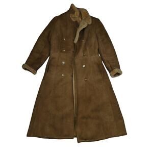 Sawyer of Napa Suede leather women's long leather coat, size: 12